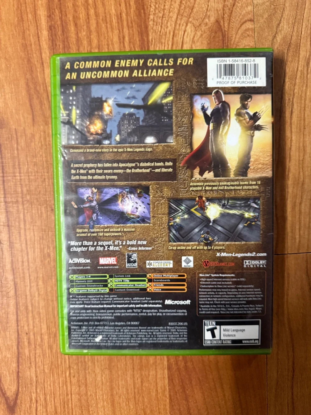 Activision X-Men Legends II: Rise of Apocalypse - Green Xbox Case